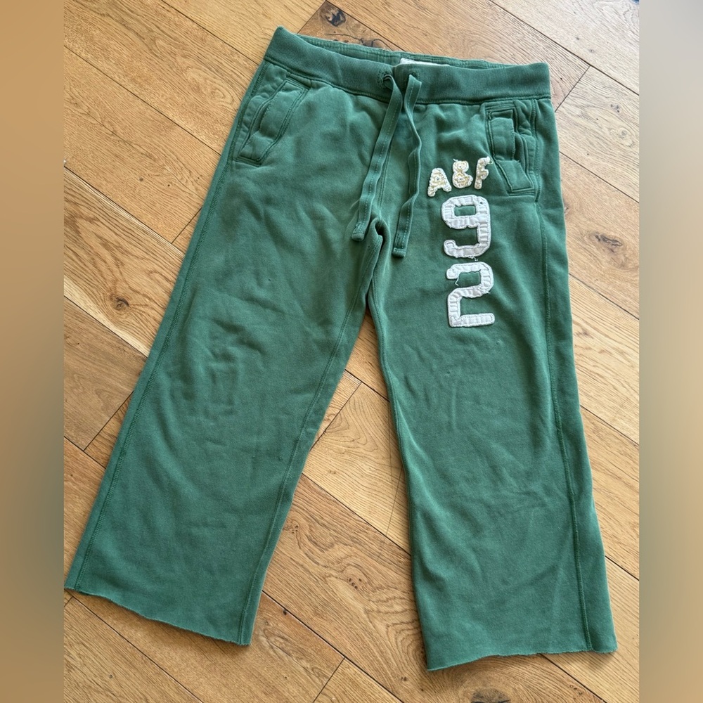 Vintage Abercrombie Y2K Raw Hem Sweatpants Green Small